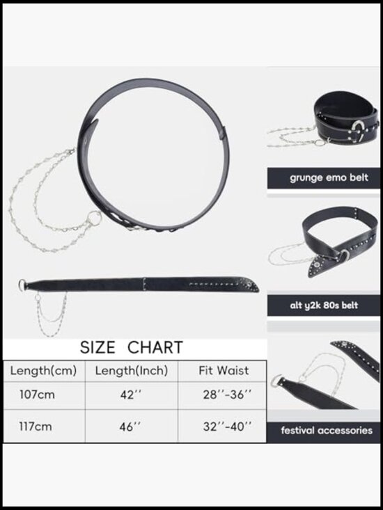 Wide Punk Gothic Studded Rivet Belt Detachable Crystal Waist Chain Y2K Emo main image 4